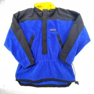 Tommy Hilfiger Fleece Sweater Mens Small Blue Black Y2K Athletic Gear 1/2 Zip